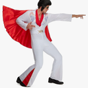 Morph Vegas Rockstar Costume Adult Men Disco Jumpsuit 70s Halloween Outfit for Men Party Wear, M