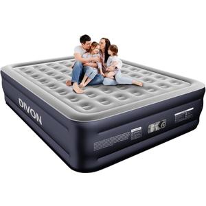 DIVON King Air Mattress with Built in Pump Raised, 3 Min Self Inflatable Mattress, 18 Blow up Mattress for Adults, 750 LBS Portable Air Bed for Guest, Camping, Travel & Floor, Dark Blue, 80"L x 76"W x 18"Th