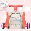 HYES Upgraded 5 in 1 Baby Walker and Activity Center for Baby Girl, Learning to Walk, Sit to Stand, Early Learning Push Toys for Infant 12 Months, Walking Toys Gift for Toddler Girls, Red