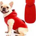 EXPAWLORER Dog Hoodie Fleece Sweater Vest, Hooded Dog Sweatshirt Fall Winter Pet Clothes with Leash Ring, Sleeveless Warm Cozy Puppy Clothing for Cat Small Dogs Girl Boy, Red XS