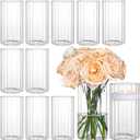 12pcs Glass Cylinder Vases for Centerpieces, 6 Inch Clear Ribbed Flower Vases for Wedding Decorations, Indoor Home Decor, Hurricane Candle Holder for Table Shelf