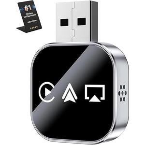 3 in 1 Wireless Carplay Adapter, Car Screen Mirroring Converter, 2026 Upgrade Mirror iOS Phone for iPhone/Airplay/Apple/Android, Bluetooth Auto Link, Wired to Wireless, Plug & Play (for iPhone)