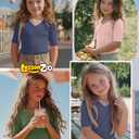 LessonZoo 3 Pack Girls Short Sleeve Slim Shirts, 3-Color Set, 7-8 Years
