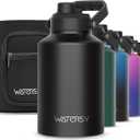 WATERSY 1 Gallon Water Bottle Insulated(Cold for 48 Hrs),BPA Free&Leak Proof,128oz Stainless Steel Water Jug with Handle for Gym,Hiking,Camping&Travel,Black Large Thermo