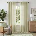 jinchan Linen Curtains for Living Room 96 Inches Long Sage Green Striped Curtains for Bedroom 2 Panels Ticking Stripe Pattern Light Filtering Drapes Farmhouse Rustic Window Treatment Back Tab 38"Wide