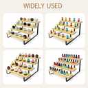 3 x Bamboo Display Risers, 4 Tier Cologne Stand Perfume Organizer for Men, Large Cupcake Dessert Shelf for Party, Riser Stand for Decoration and Organizer, Party, Makeup, Figures, Cupcake
