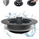 Hibbent Upgraded 3 in 1 Kitchen Sink Drain Strainer and Stopper Combo, Stainless Steel Metal Pop Up Sink Stopper, 3 Anti-Clogging Basket Strainers for US Standard 3-1/2 Inch Drain, Black
