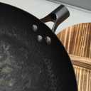Non-Stick Pan 32cm Handmade Chinese Iron Frying Pan No-Coating Kitchen Wok Skillet Kitchen Cooking Tools Glass/Wood Lid Cookware,B,A