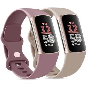 4 Pack Waterproof Bands Compatible with Fitbit Charge 5 / Fitbit Charge 6 for Women Men, Classic Soft Sports Replacement Wristbands for Women Men (Large 7.1''-9.1'', red/pink)