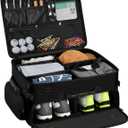 Mogplof Extra Large 2 Layer Golf Trunk Organizer, Golf Gifts for Men Golfers, 20"x 14"x 10" Water-Resistant Car Durable Golf Organizer for 2 Pair Shoes, Balls, Tees, Clothes, Gloves, Accessories (Black)