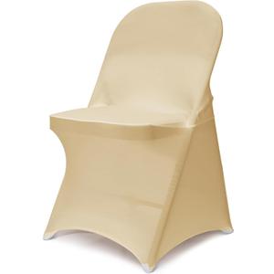 AZAMIA Stretch Folding Chair Covers Spandex Chair Covers Protector for Wedding Party Dining Banquet, Washable Universal Fitted Chair Slipcovers for Celebration Birthday (Champagne, 50pcs)