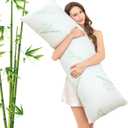 Body Pillow for Adults, Memory Foam Long Pillow for Side Sleeper, Fluffy and Firm Full Body Pillow with Removable Pillowcase,Adjustable Filling,2054 Inch,Green