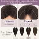 RUWISS Hair Toppers for Women Real Human Hair  Lightweight Natural Black Clip-in Hair Piece for Thinning Hair, Fluffy Straight Hair Topper without/with Bangs Hair Pieces for Women