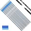 TIGER ARCHERY 30Inch Carbon Arrow Practice Hunting Arrows with Removable Tips for Compound & Recurve Bow(Pack of 12) (Blue White)