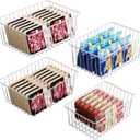 Ispecle Freezer Organizer Bins - 4 Pack Upright Freezer Baskets for 17/21 Cu.Ft Stand Up Freezer, Wire Storage for Reach-In Freezer, Slide-Out Access, Prevents Items Falling, 2 Large 2 Medium, White