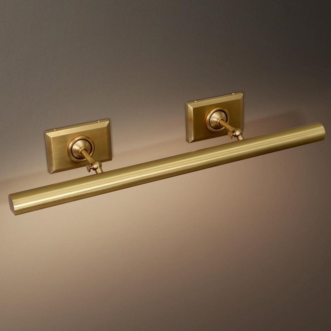 Picture Light, 30in Hardwired Picture Lights for Wall, Dimmable Wall Sconces Poster Light, Brass 4 Lighting for Paintings Frames Art Display Gallery Bedroom Living Room-Included Bulbs(Gold)