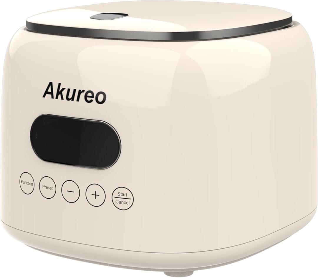 Akureo 5 cup Low Suger Rice Cooker with 304 Stainless Steel Steamer Basket, 2.5L mini Small Rice Cookers, Smart Control Multifunction, Cooking & Warmer
