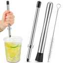 2 Pcs Straw Puncher and Muddler for Lemonade Plastic Lids Cups, Straw Hole Puncher, 304 Stainless Steel Muddler, Fresh Squeezed Lemonade Stand Supplies