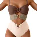 Eomenie One Piece Swimsuit for Women Ring Linked Monokini Sexy Bathing Suit Cutout Swim Suit XL