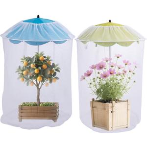 2-in-1 Shade Plant Umbrellas with Net Cover | Garden Umbrellas Protective Bug Netting Plant Cover | Defending Plants from Insects and Birds for Citrus Fruits, Flowers and Trees