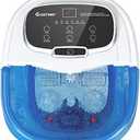 Foot Spa/Bath Massager, with Motorized Rollers, Shiatsu Massage, Shower, Heat, Red Light, Temperature Control, Timer, LED Display, Drainage Pipe for Foot Stress Relief (Dark Blue)