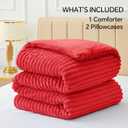 BEDELITE Fleece Queen Comforter Set -Super Soft & Warm Fluffy Red Bedding, Luxury Fuzzy Heavy Bed Set for Winter with 2 Pillow Cases