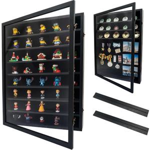 18*24 Large Black Shadow Box Frame with Removable Shelves,Shadow Boxes Display Cases for Small collectablesDeep Memory Box Display Case Trinket Shelf for CollectionCoinsMiniatures Figures