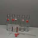 Maxcheck 6 Pcs 16 oz Christmas Swing Top Glass Bottles with Xmas Labels Sticker Airtight 500ml Empty Clear Bottle for Vanilla Extract Home Brewing Coquito Liqueur Xmas Party Supplies(Cartoon)