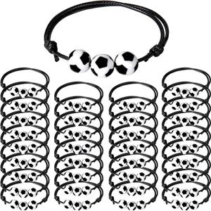 30pcs Sport Theme Charm Bracelets Adjustable Inspirational Beads Ball Party Favors for Teens Boys Girls Adult Decoration Wristbands Student Present