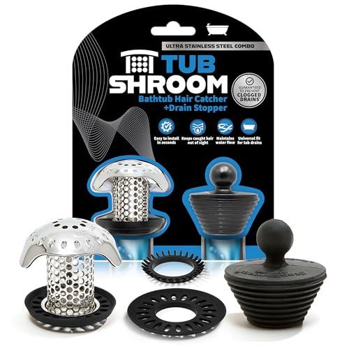 TubShroom Ultra Revolutionary Bath Tub Drain Protector Hair Catcher/Strainer/Snare, Stainless Steel, Stainless Combo TubShroom Ultra Revolutionary Bath Tub Drain Protector Hair Catcher/Strainer/Snare, Stainless Steel, Stainless Combo