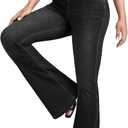 BlueRose Flare Jean for Women,Bell Bottom Jeans for Women Knit Crossover High Waisted Bootcut Jean, Small Short