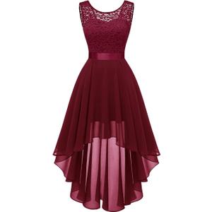 BeryLove Cocktail Prom Dresses 2025 Formal Wedding Guest Dresses Sleeveless Lace High Low Homecoming Dress (Medium)