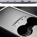 Leikaendi Car USB Hub Charger for Tesla Model Y 2021-2024 and Model 3 2021-2023, Support USB-C Fast Charging, Center Console Multiport Phone Charger OEM Docking Station Adapter Accessories