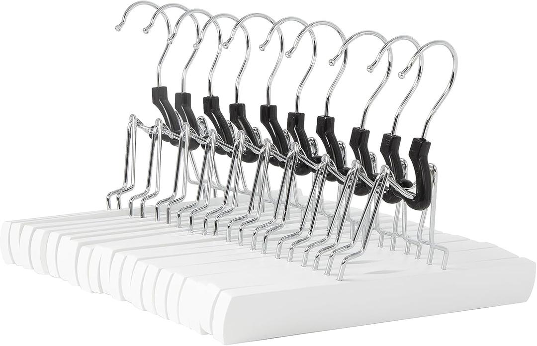 Amazon Basics Wooden Pants Hangers - White, 10-Pack