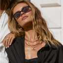 Retro Oval Cat Eye Sunglasses for Women Small Y2K Thin Frame 100% UV Protection Lightweight Vintage 90s Slim Black Sun Glasses 2 Pack