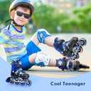 Kuxuan Boys Adjustable Inline Skates with Light up Wheels, Fun Illuminating Skates for Kids Girls Youth, Large