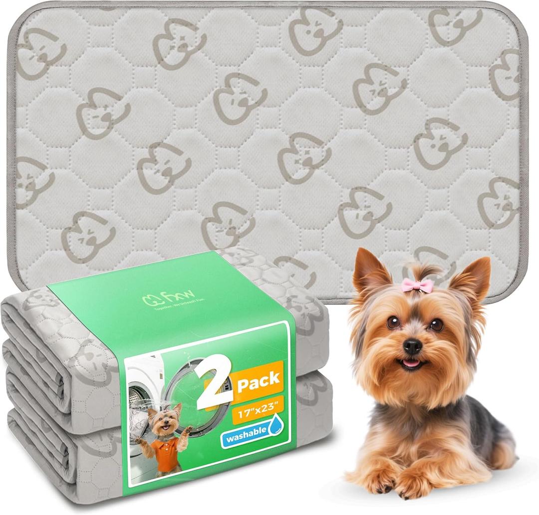 FXW Washable Pee Pads for Dogs, Puppy Pads with Super Absorbent, Specifically Designed for 24inch Cages, 17" x 23" Rectangle, Khaki, 2 Packs