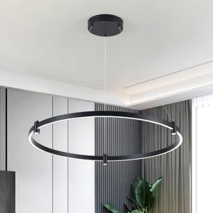 LED Black Chandelier,Modern 1-Ring Dimmable Pendant Lighting Fixture, 31.5