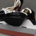 ForeMode Bow Mary Jane Shoes High Heels Closed Round Toe Pumps Leather Summer Sweet Shoe (6.5, Black)