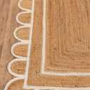 SVI Rug Scallop Pattern Jute Bohemian Area Rug (Off White, 2'x6')