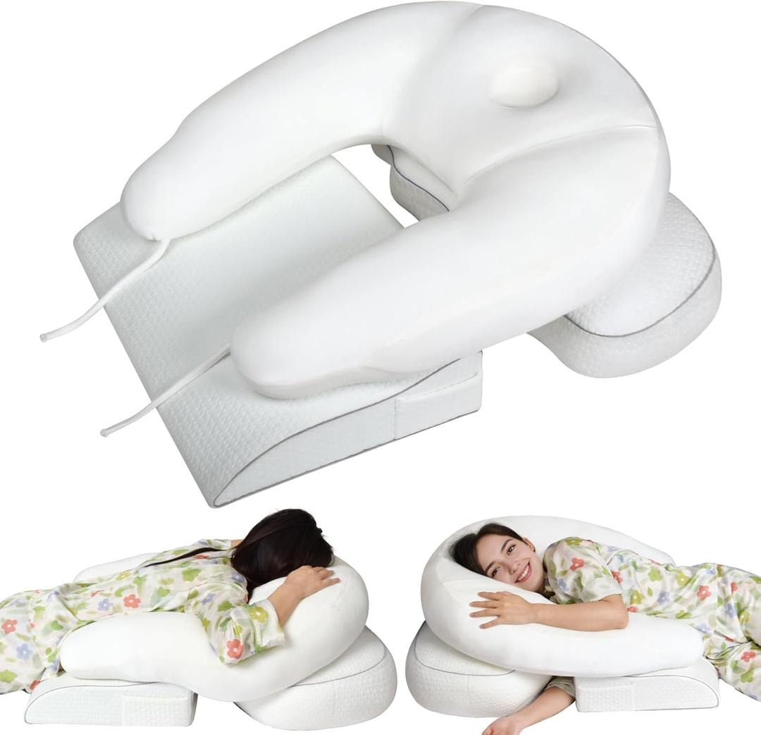 Face Down Pillow Set for Post Eye Surgery Recovery – Vitrectomy Pillow with Chest Shoulder Support & Adjustable Face Cradle – Prone Massage & Stomach Sleeping Support – Washable Cover