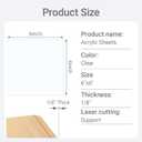 1/8" Thick (3mm) Clear Acrylic Sheet 6" x 6" - 6 Pieces | Cast Plexiglass for DIY Crafts, Sign, Photo Frame, Display Projects