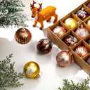 17 Pcs Brown Christmas Tree Decorations Set Large Velvet Wreath Bow 16 Christmas Ball Ornaments Holiday Tree Topper Bows Stripe Dot Hanging Ball for Party Staircase Fireplace