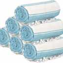 GLAMBURG Peshtemal Turkish Towel Cotton Oversized Beach Towels 36x71 Set of 6 for Adults, Soft Durable Absorbent Extra Large Bath Sheet Hammam - Aqua Blue