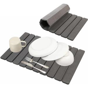 Dish Drying Mats, 24"16" Fast Dry Stone Mat for Kitchen Counter / Sink, Eco-Friendly Super Absorbent Diatomaceous Earth Mats for Dishes Bottles Cups, Match any Countertop (23.2" x 15.4", Dark Gray)