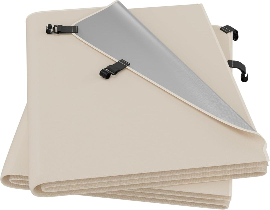 EAST OAK Sun Shade Sail Canopy Cover for EAST OAK Screen House & Pop-Up Tent 6 x 6 FT, Sun Protection, UPF 50+, 210D Oxford Silver-Coated Fabric, 68" x 63", Pack of 2 (Not Include Tent) (Beige)