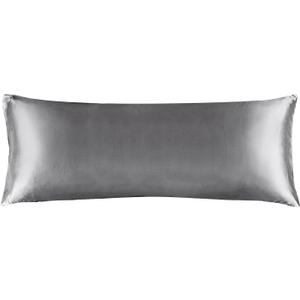 BEDELITE Satin Body Pillow Cover, Super Soft and Cooling Body Pillow Pillowcase for Hair and Skin, Breathable Silky Full Long Pillowcase Cover(20"x54", Dark Grey)