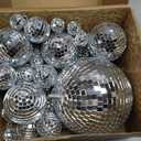 54 Pcs Disco Ball Hanging Decor - Mini Silver Mirror Ball Cake Topper for 74s Themed Party, Wedding, Christmas Supplies