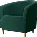 Club Chair Slipcover, Stretch Tub Chair Cover with Elastic Bottom, Jacquard Spandex Club Chair Covers, Universal Fabric Armchair Slipcover 1-Piece Couch Cover for Bar Counter Living Room (Green)