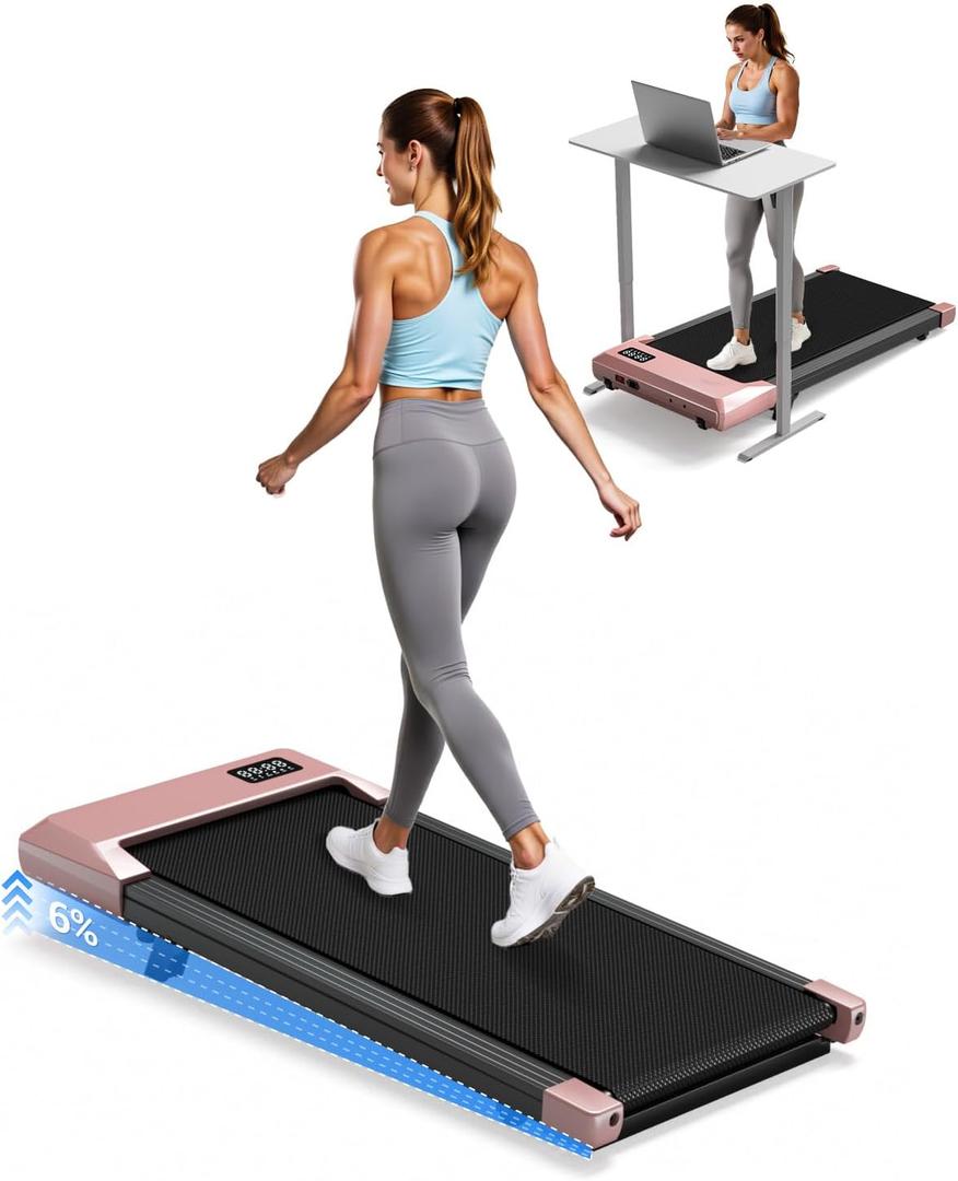 Superun Walking Pad with 6% Incline, Under Desk Treadmill for Home Office, 3 in 1 Portable Walking pad Treadmill with Remote Control, 2.5HP Quiet Mini Treadmills, 300 lbs Capacity